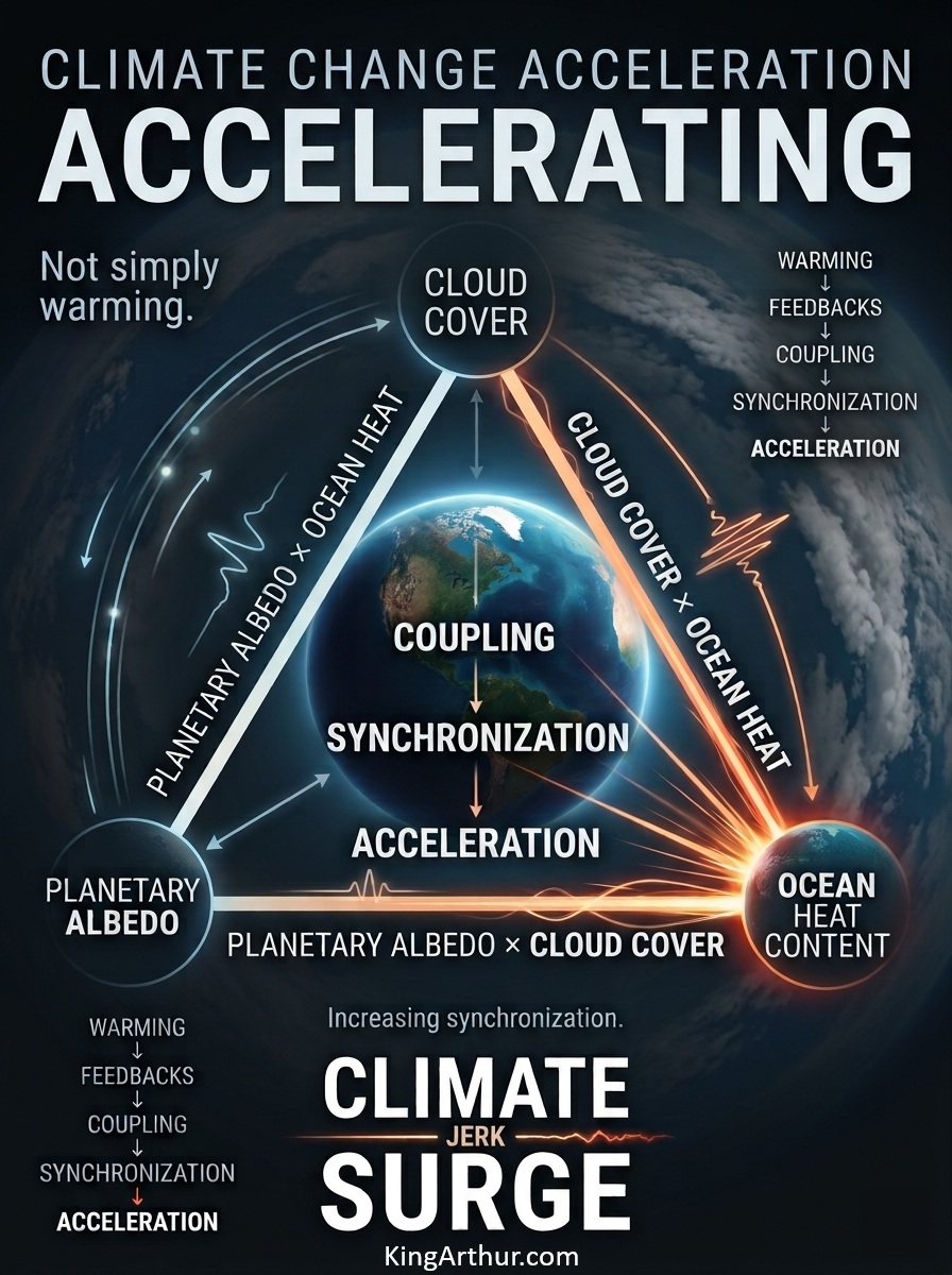 Albedo–Cloud–Ocean Heat Content Feedback Triad
