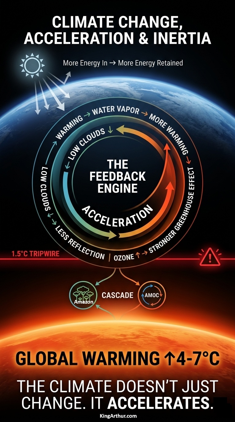 Climate Change, Acceleration, and Inertia: 4–7°C of Warming